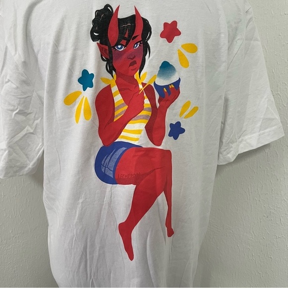 Lechepon Japanese Kakigori Kanji Shaved Ice Dessert Logo Funny Shirt Large NWOT - Picture 5 of 6